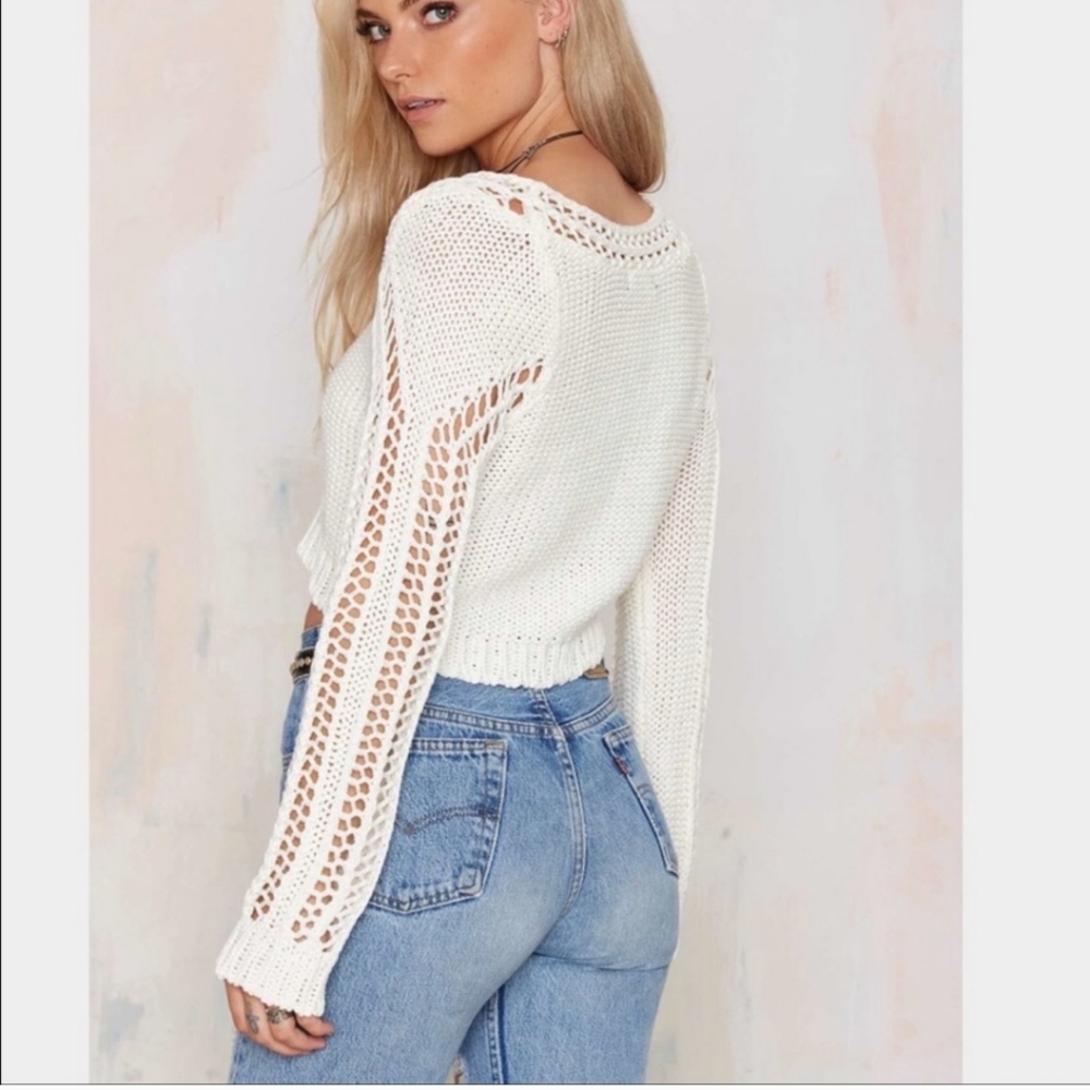 Nasty Gal Take It Easy Knit Crop Sweater - LARGE - NEW NWT - Picture 3 of 6